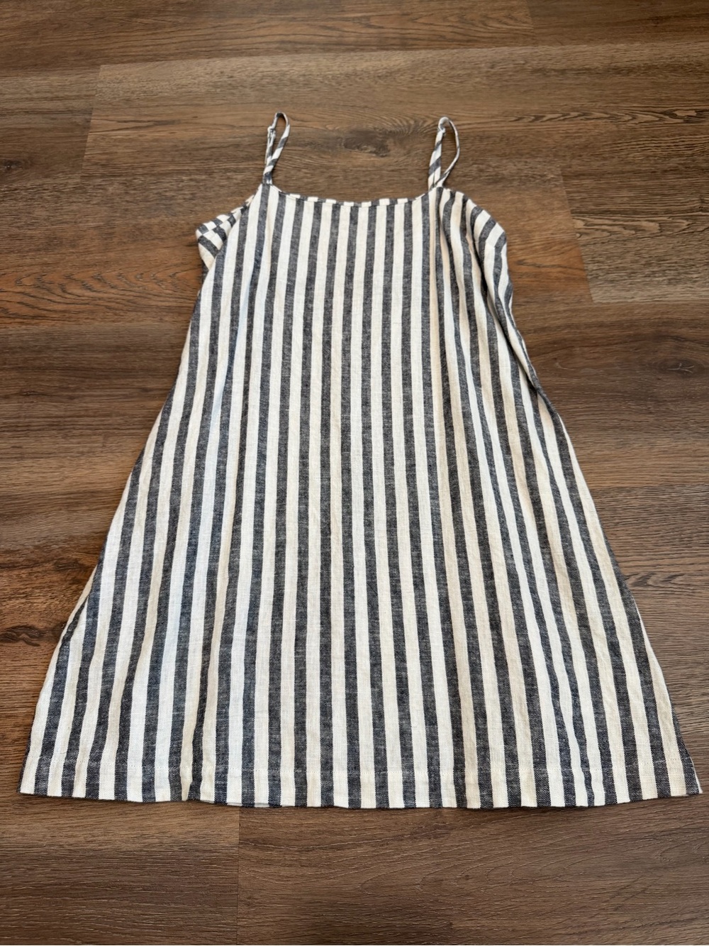 A New Day Striped Linen Blend Mini Dress XS Black White Spaghetti Strap Summer